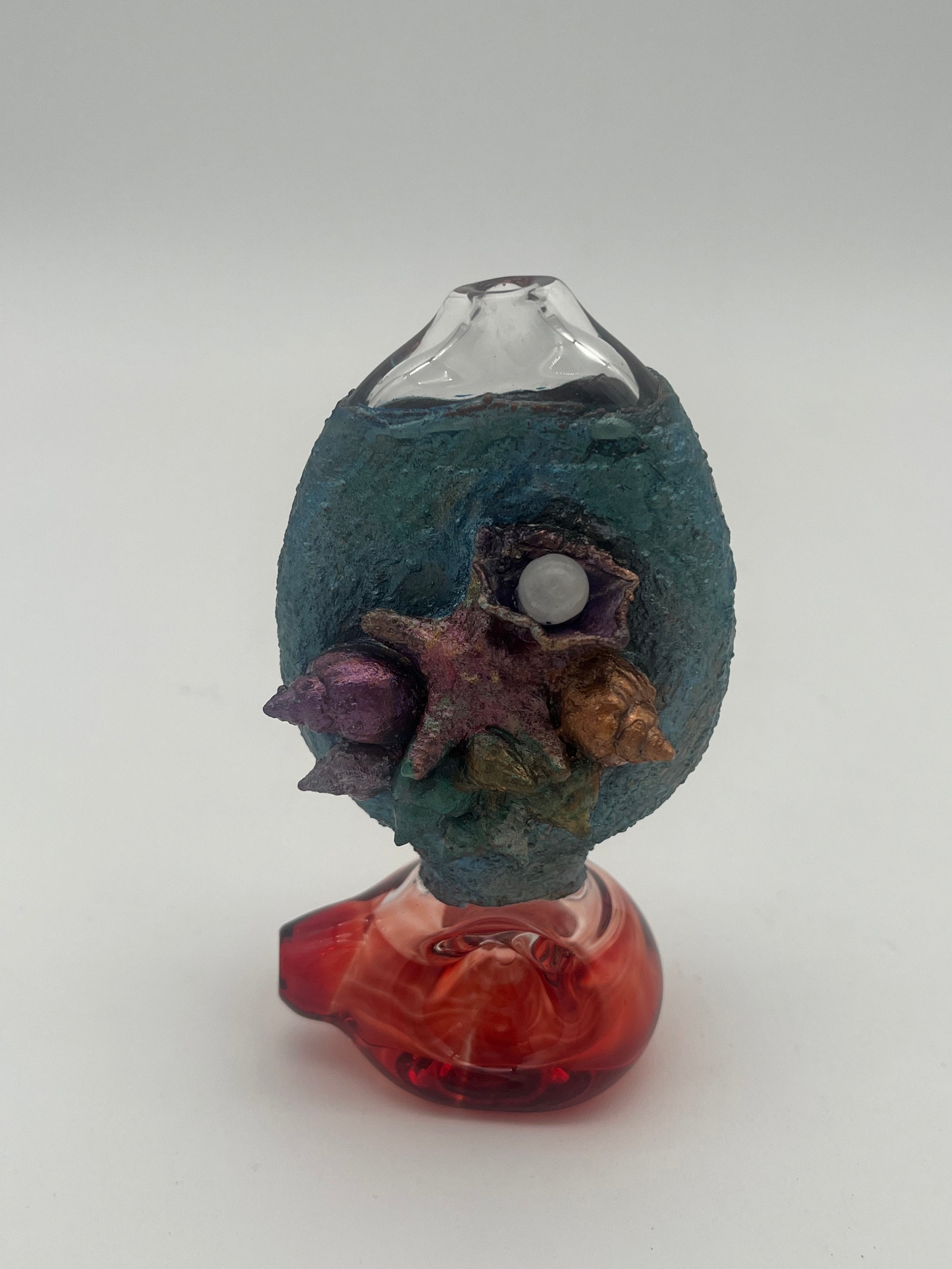 Cherry Glass Coral Electroplated Handpipe