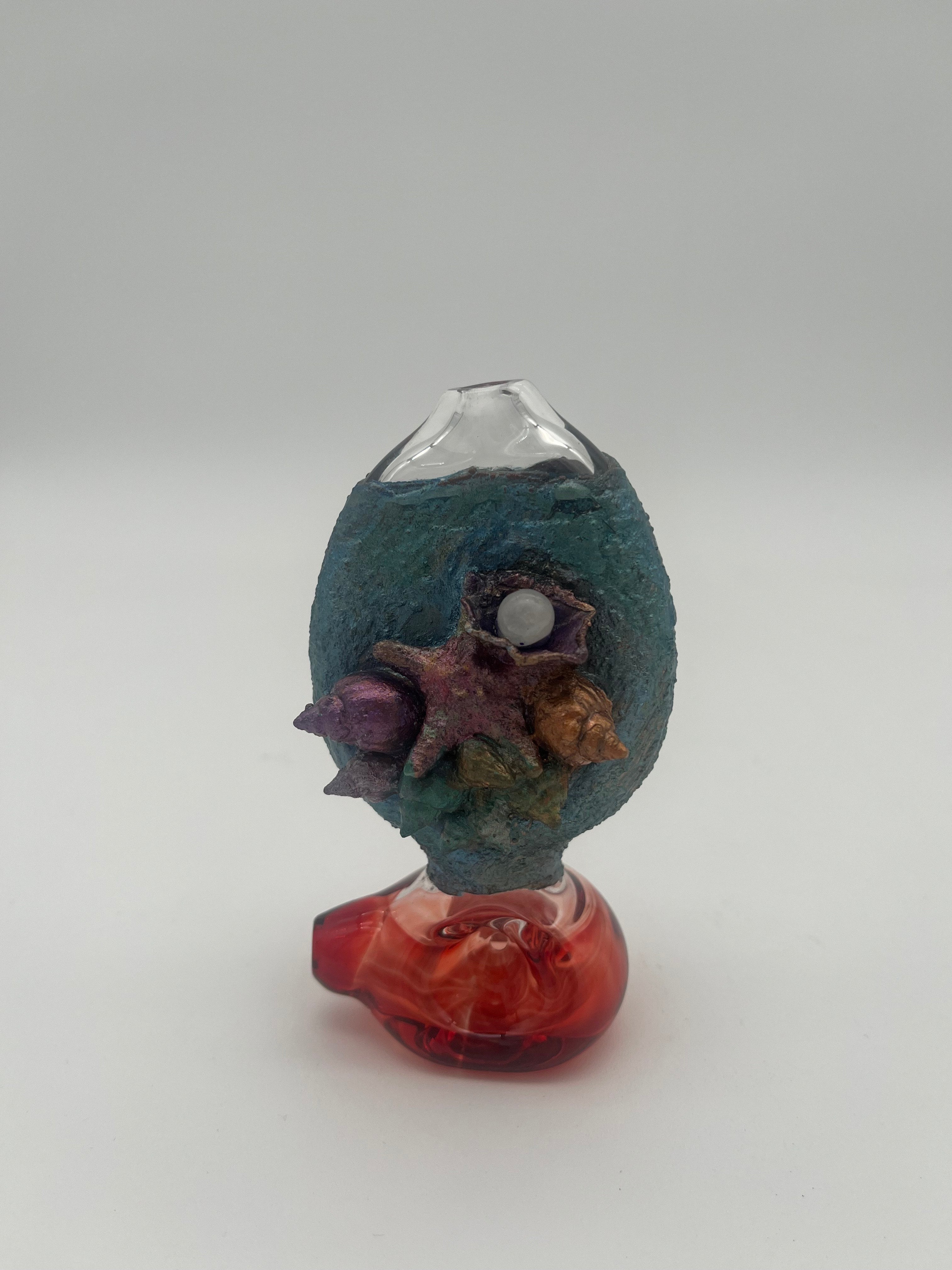 Cherry Glass Coral Electroplated Handpipe