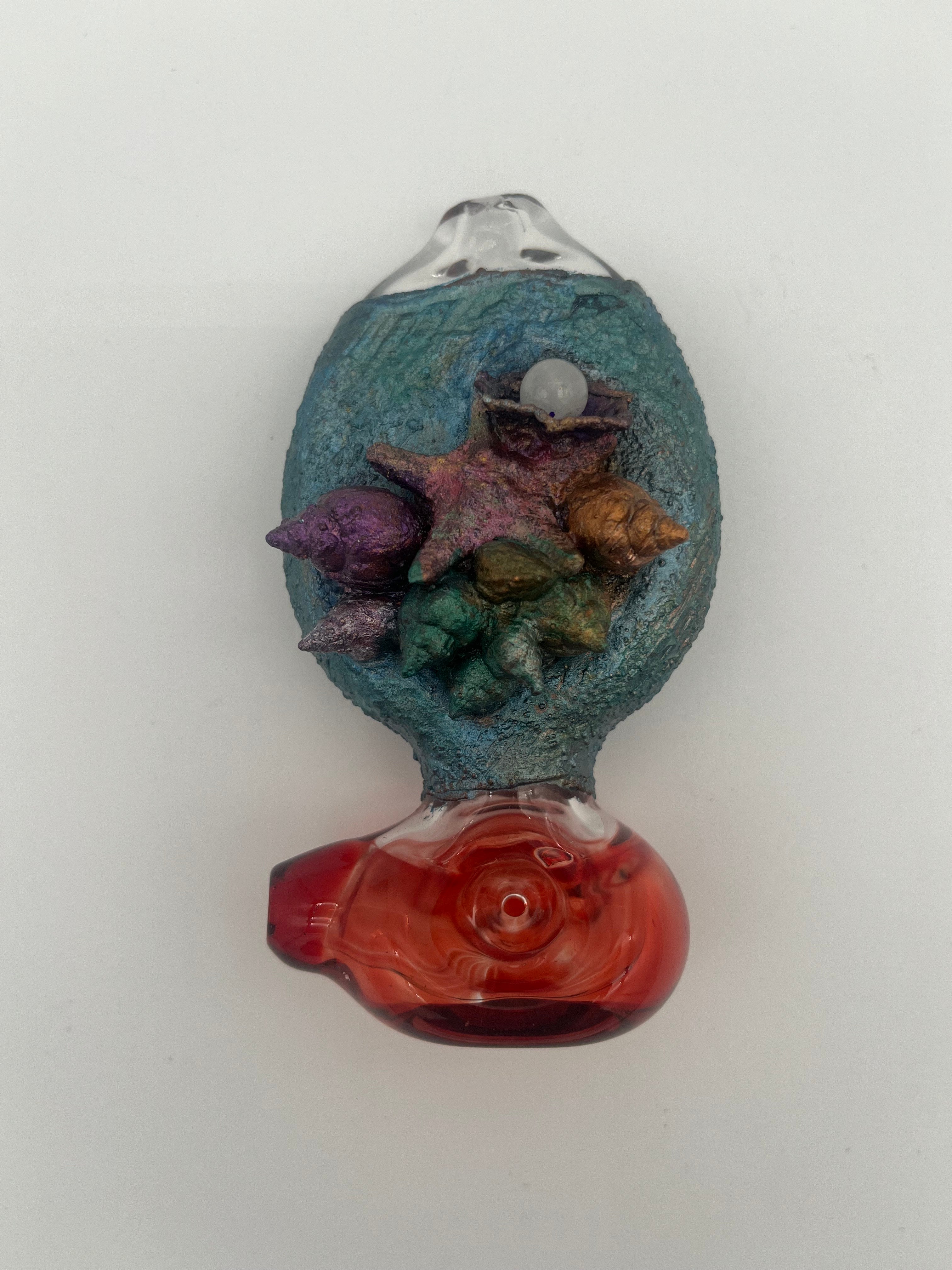 Cherry Glass Coral Electroplated Handpipe