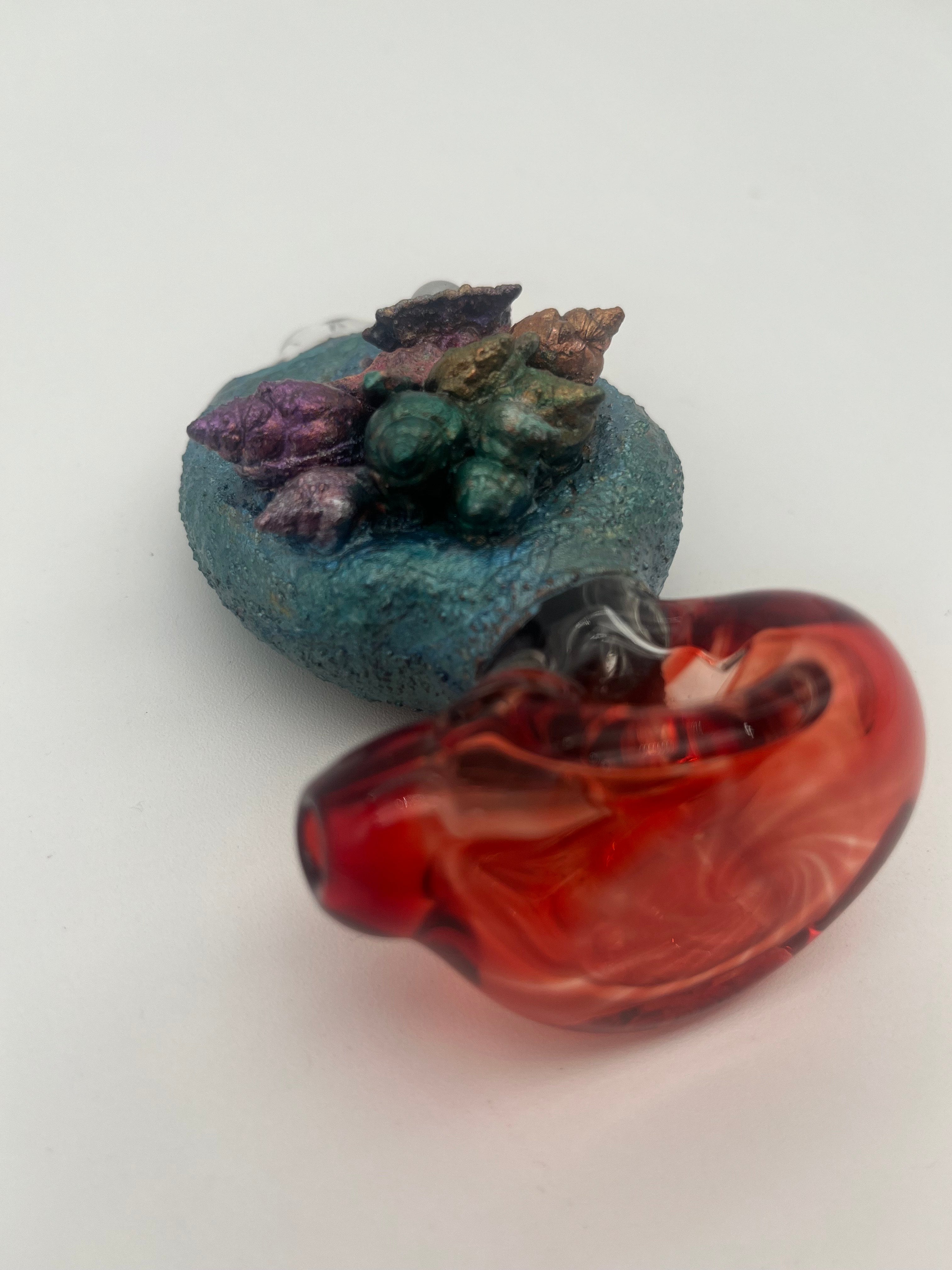 Cherry Glass Coral Electroplated Handpipe