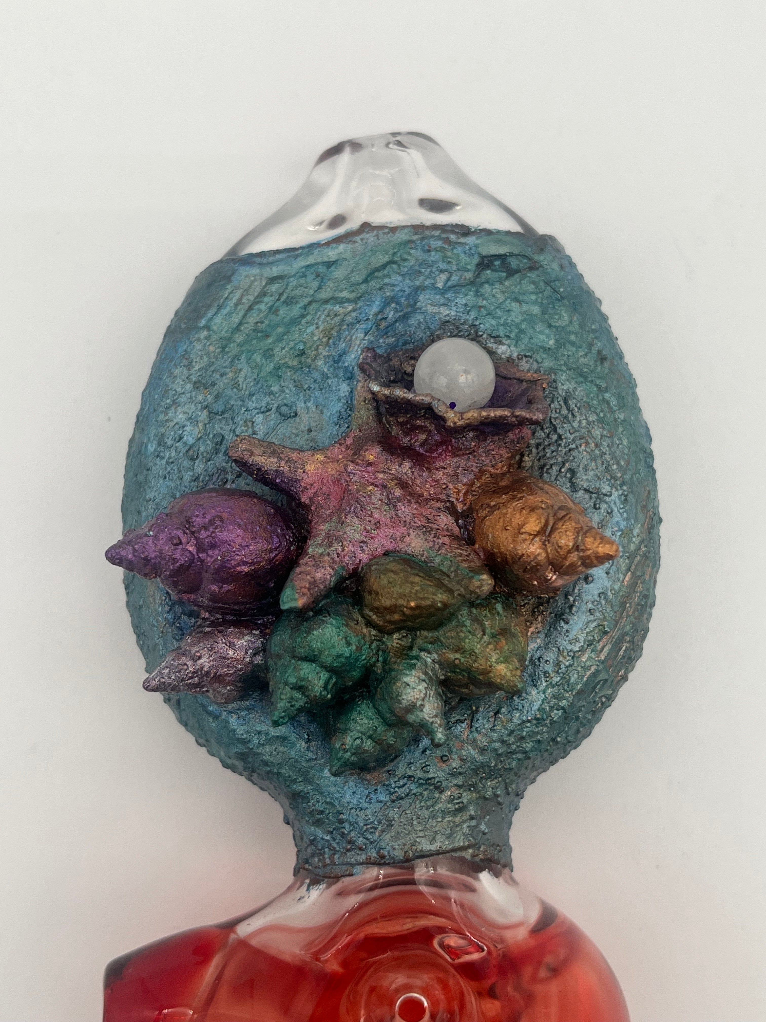 Cherry Glass Coral Electroplated Handpipe