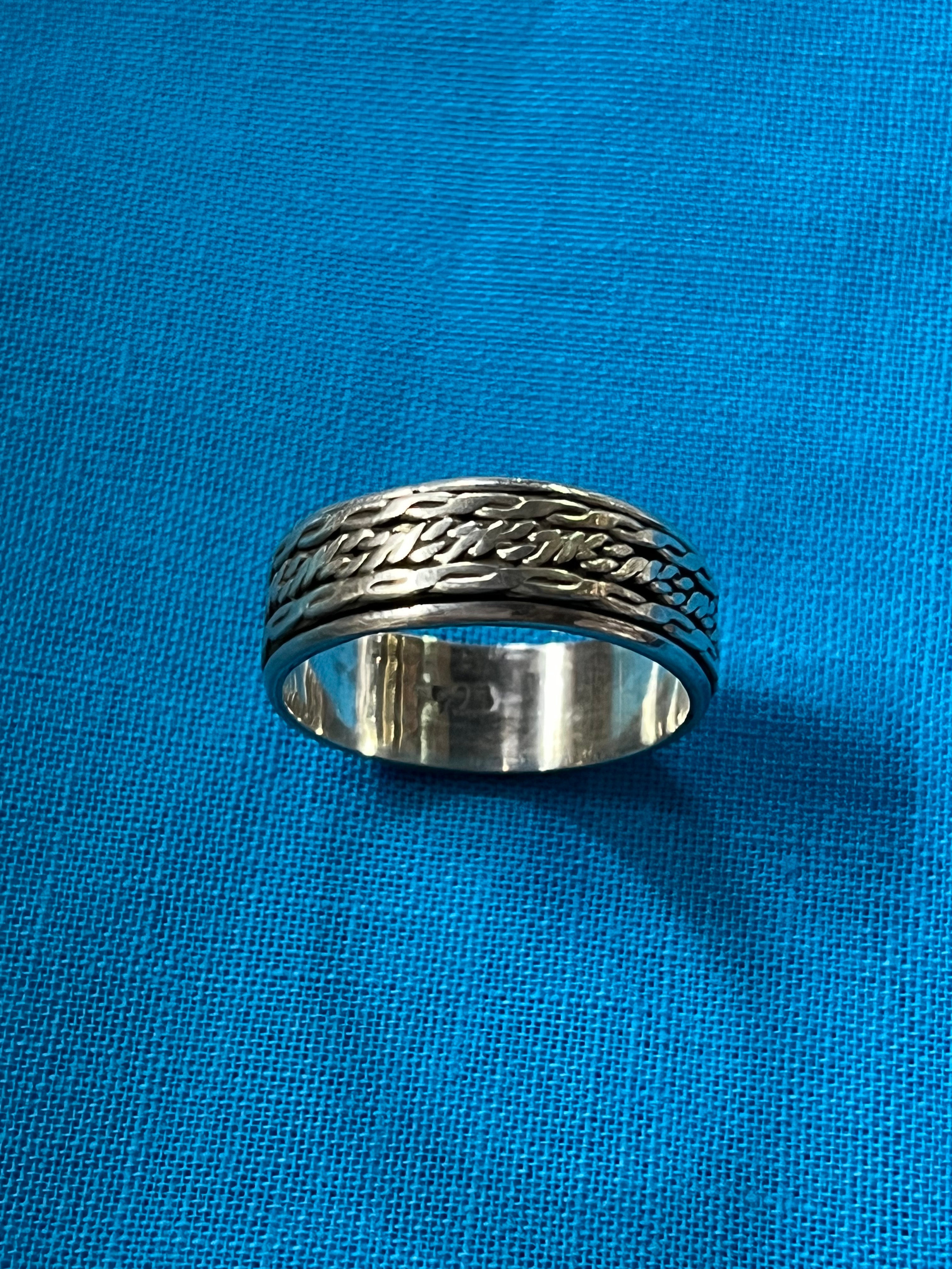 Silver Braided Spinner Ring Size 10