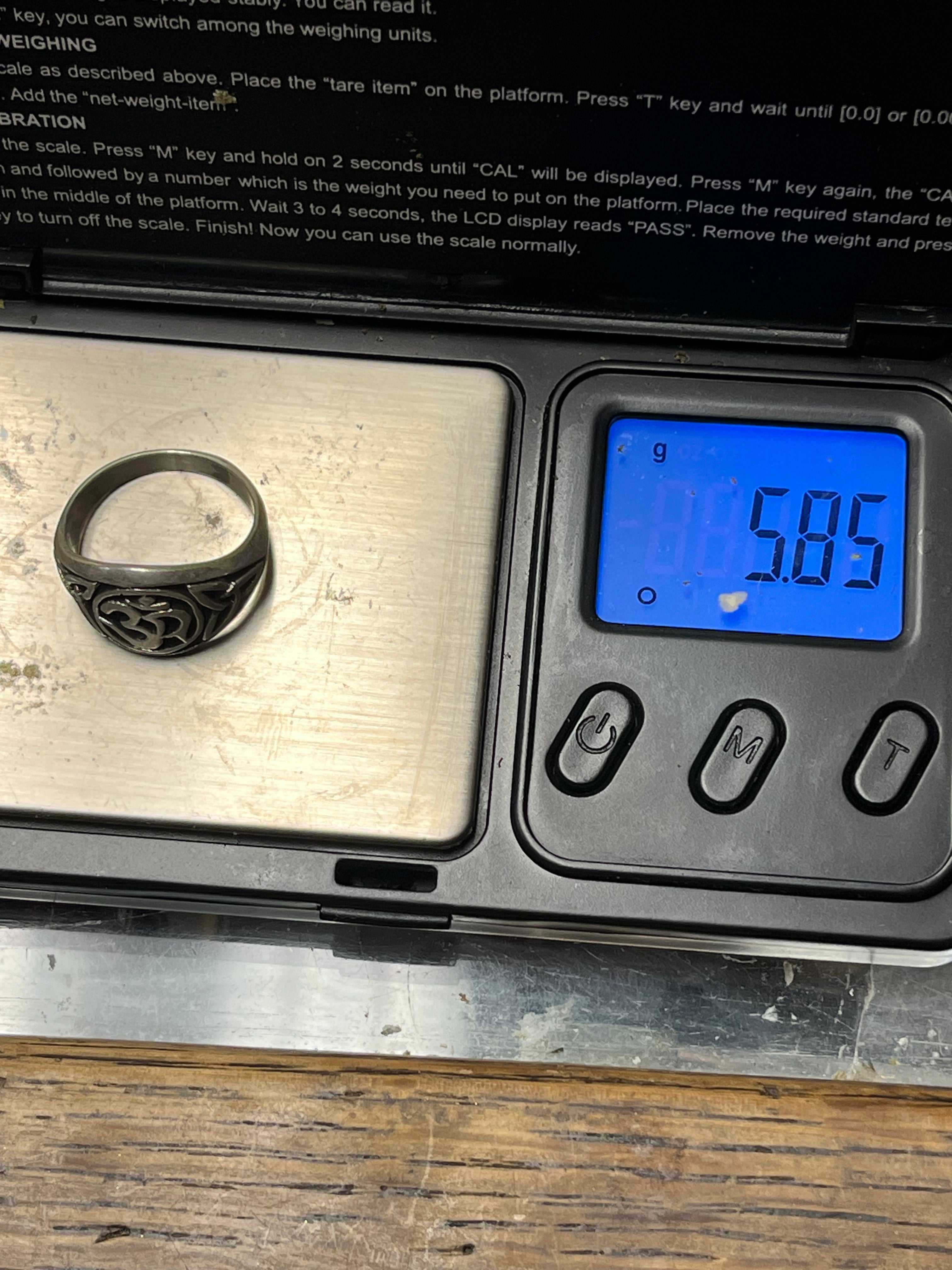 Om Silver Ring Size 9