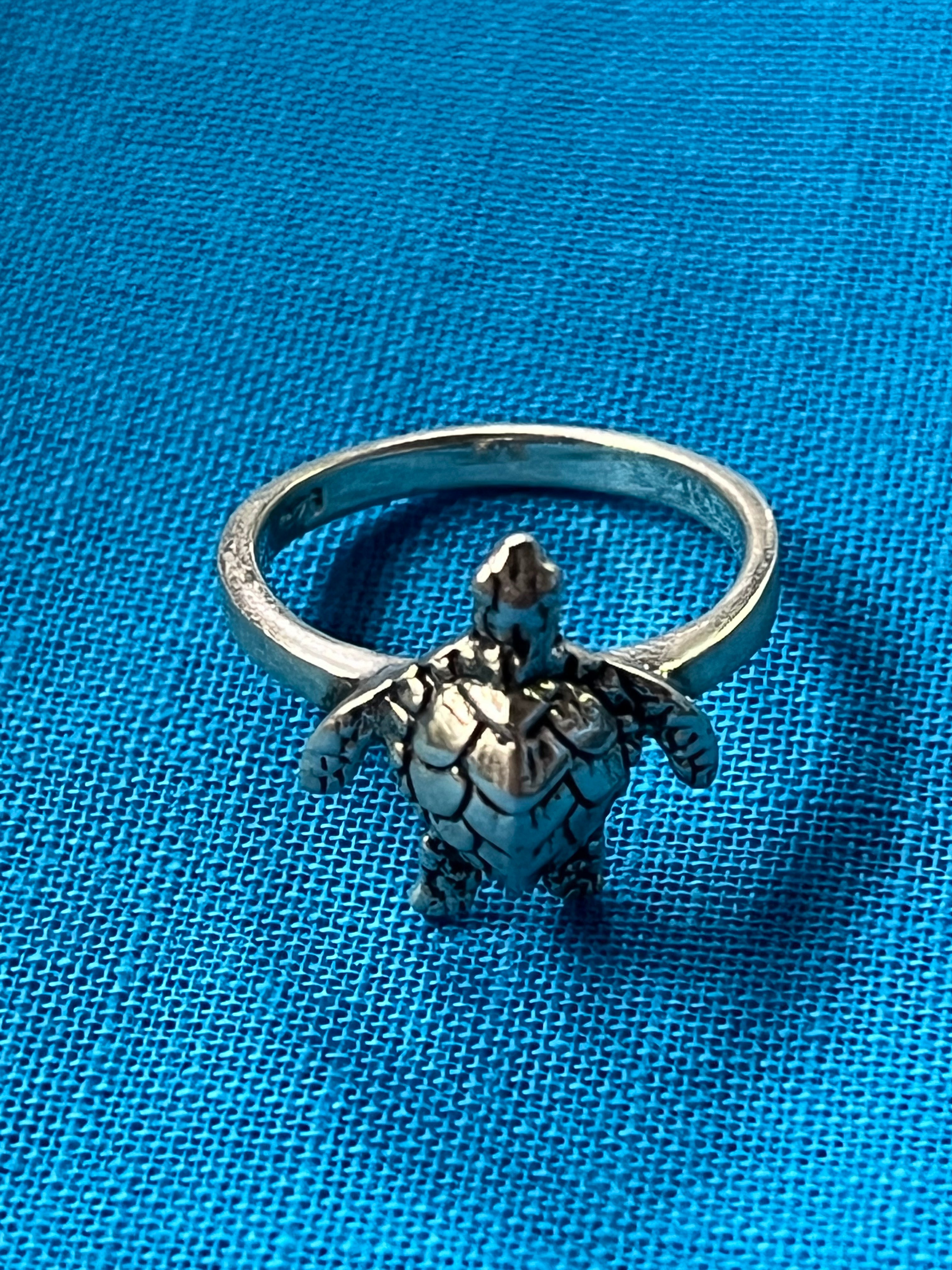 Sea Turtle Silver Ring Size 5