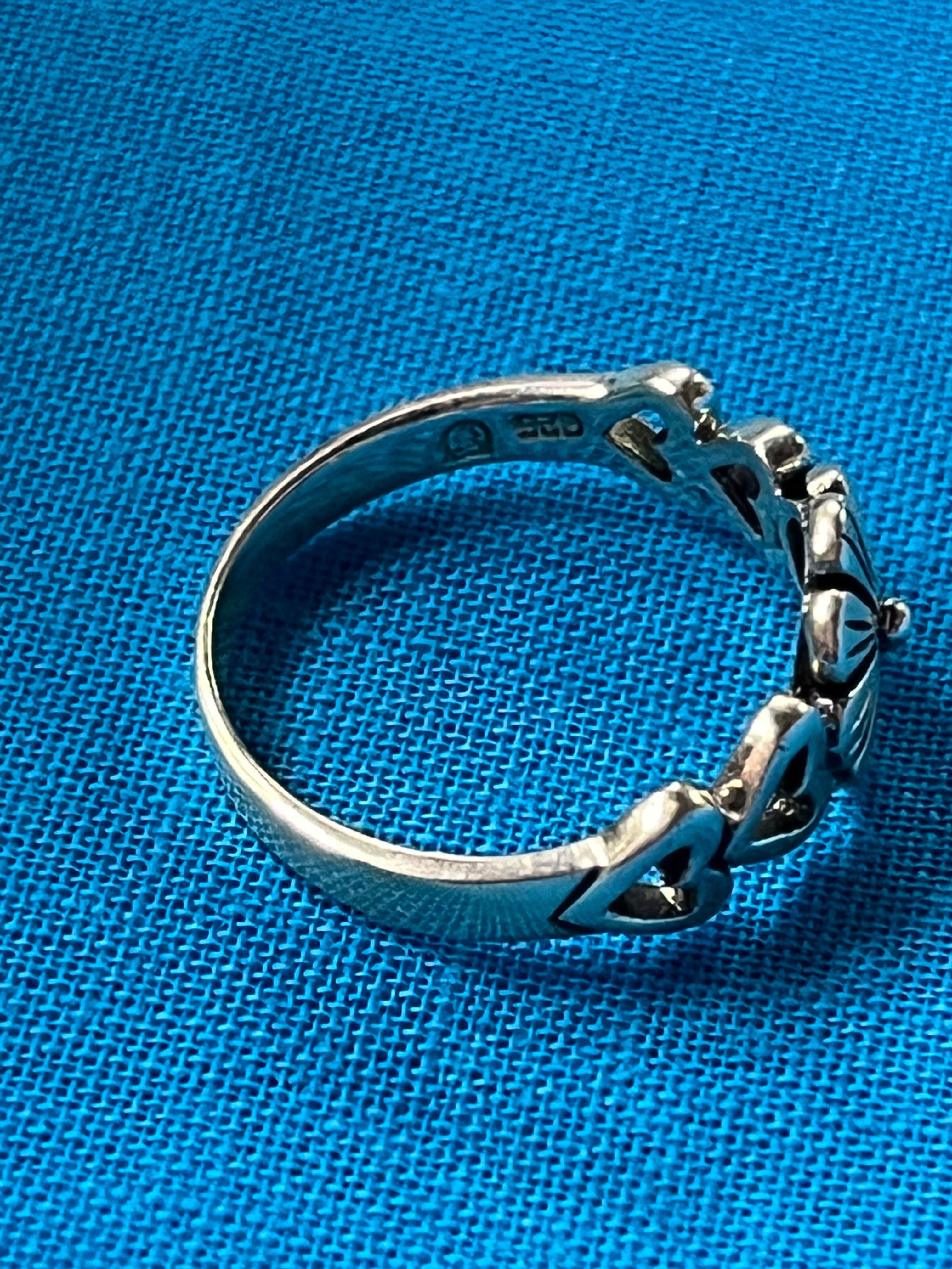 Flower Power & Hearts Silver Ring Size 7