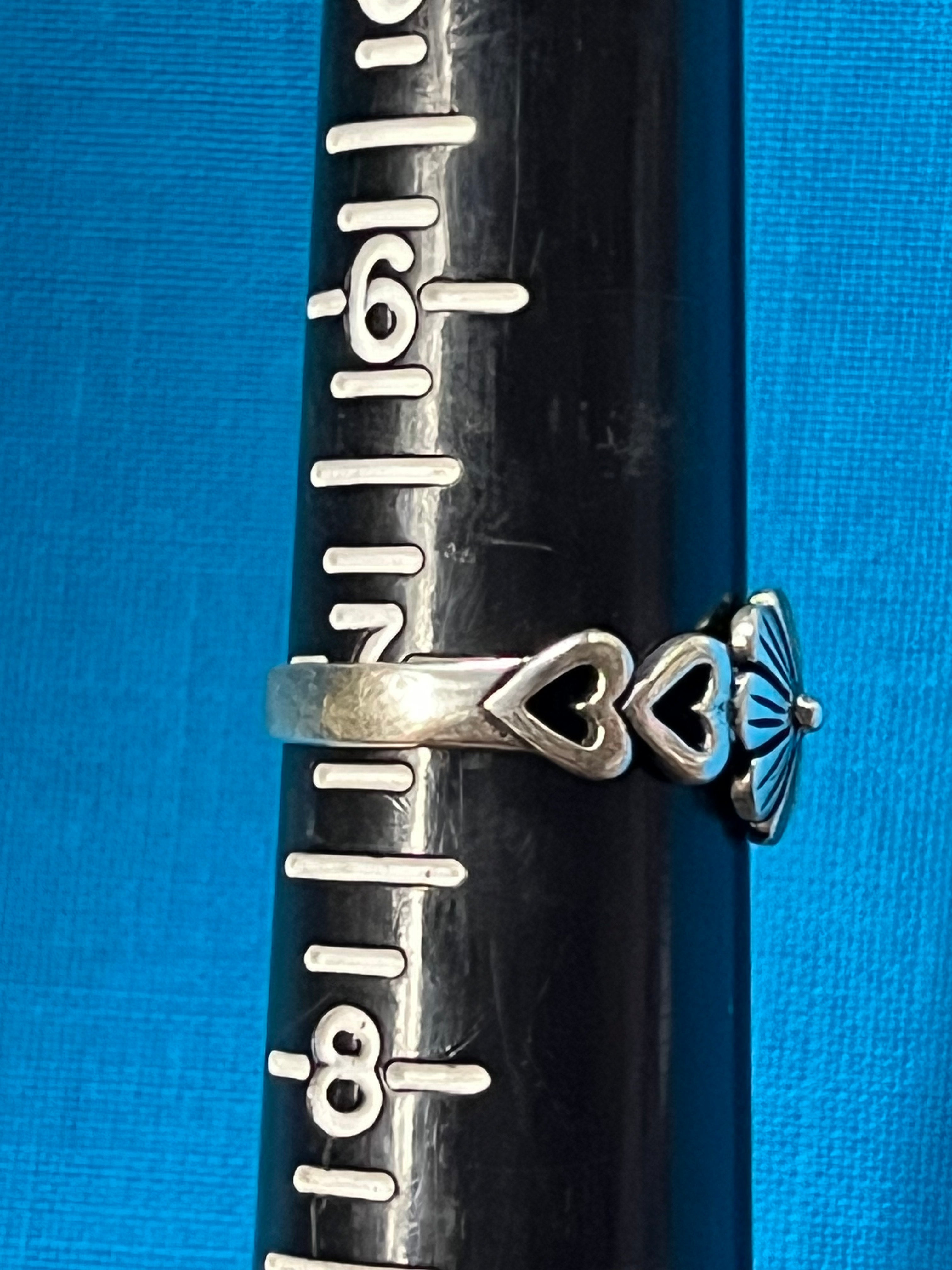 Flower Power & Hearts Silver Ring Size 7