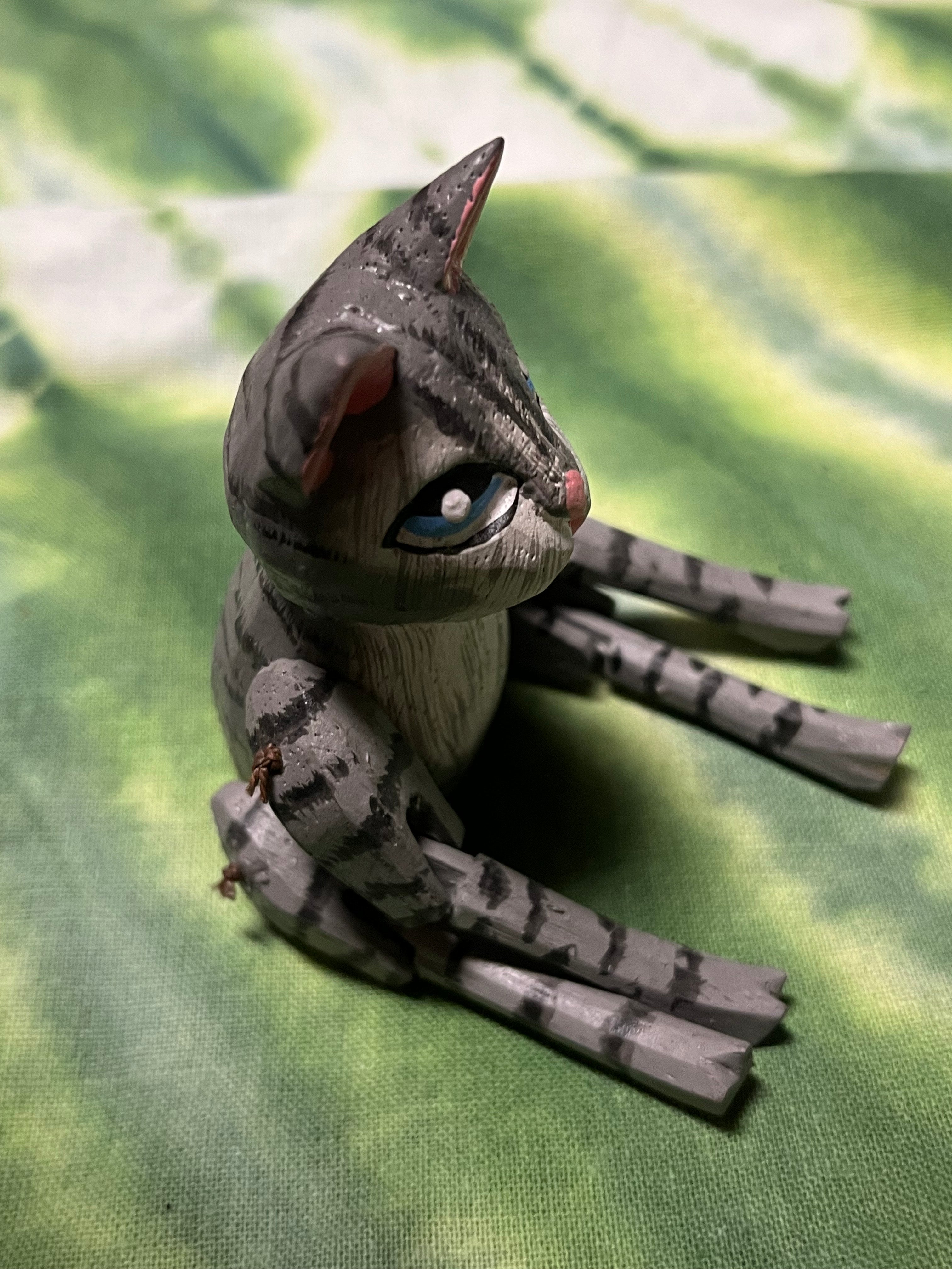 Grey Striped Cat Bendable Figurine