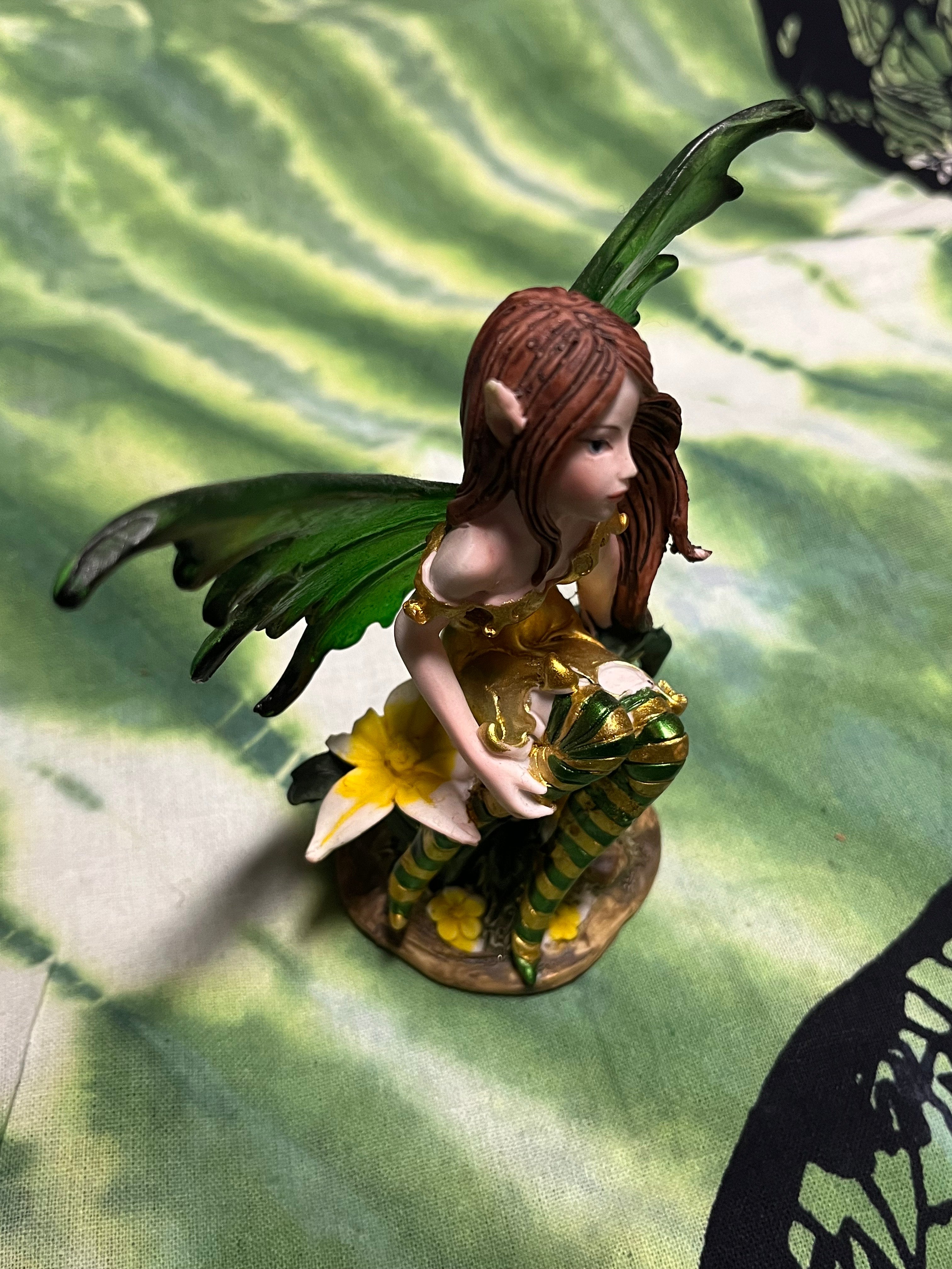 Whimsical Green-Winged Fairy Figurine